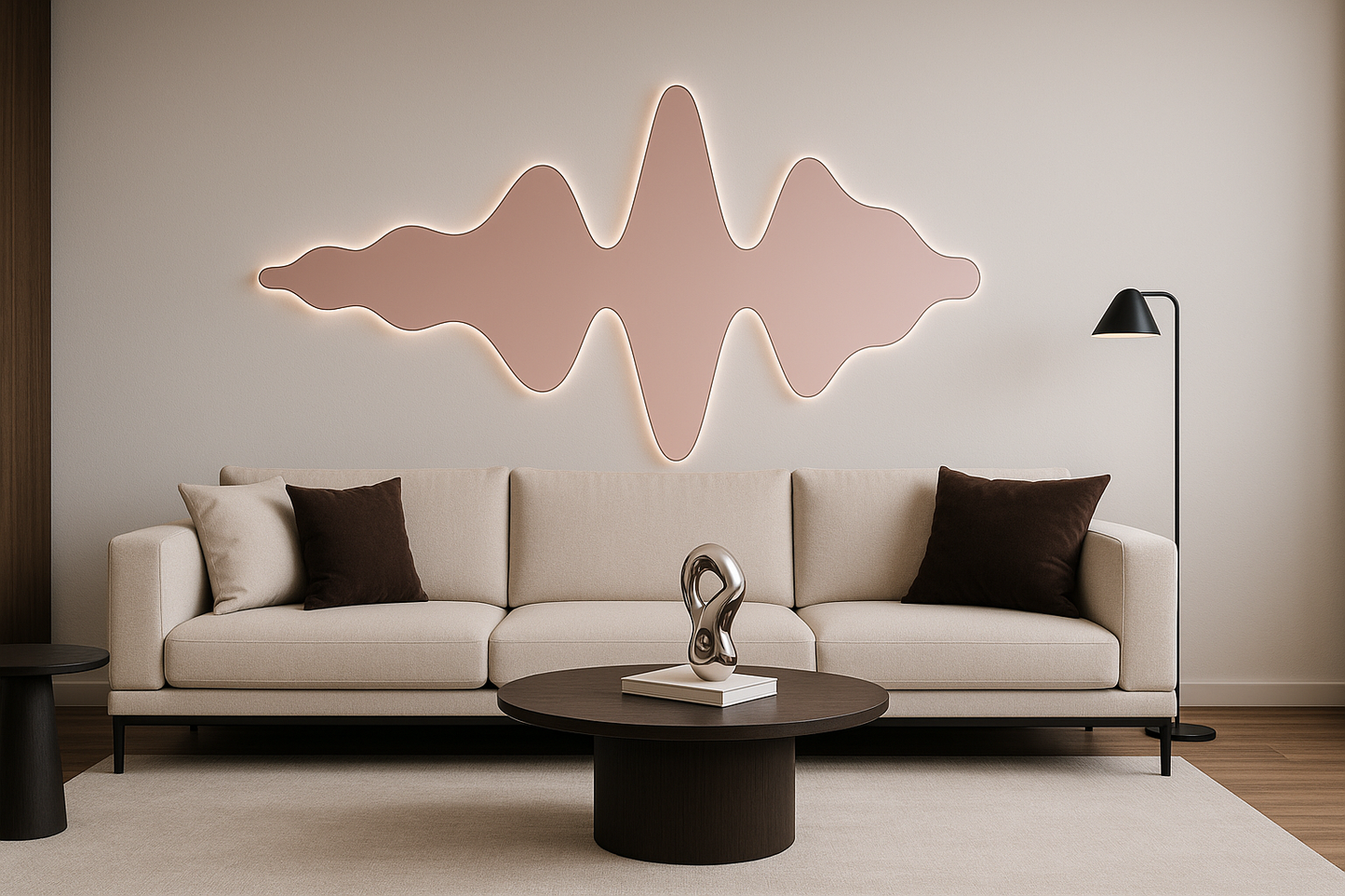 Unieke spiegelwandlamp ontworpen op basis van de klank van uw leven!